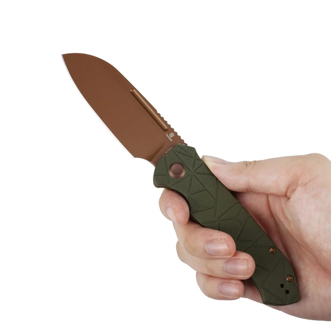Tenable Rango B1120A2 Rose Gold 14C28N Blade Olive Green G10 Handle Liner Lock Folding knife