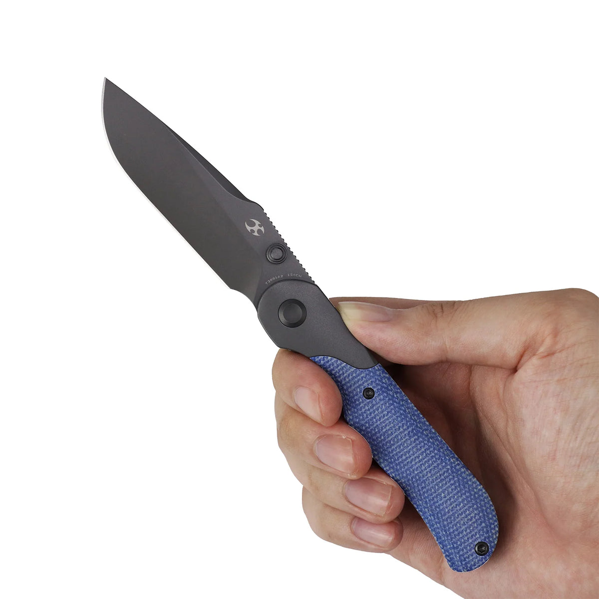 Kansept Lichen T2091A2 154CM Blade Blue Micarta Handle Bolster Lock Folding Knife