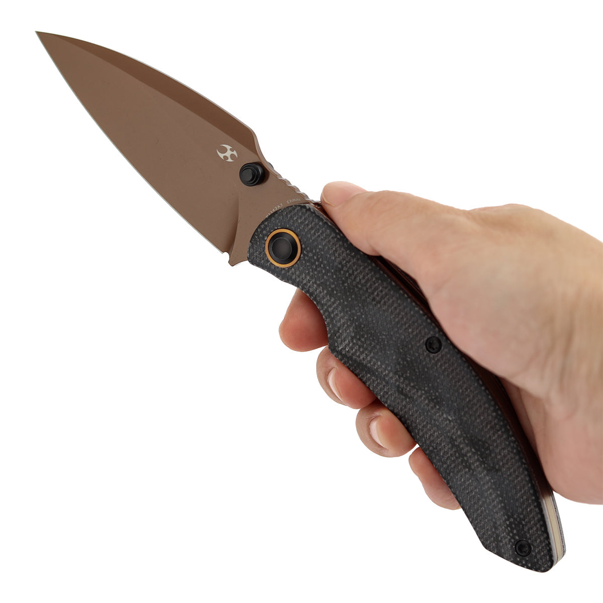 Kansept Falk K1142A3 Elmax Blade Black Micarta Handle Liner Lock Folding Knife