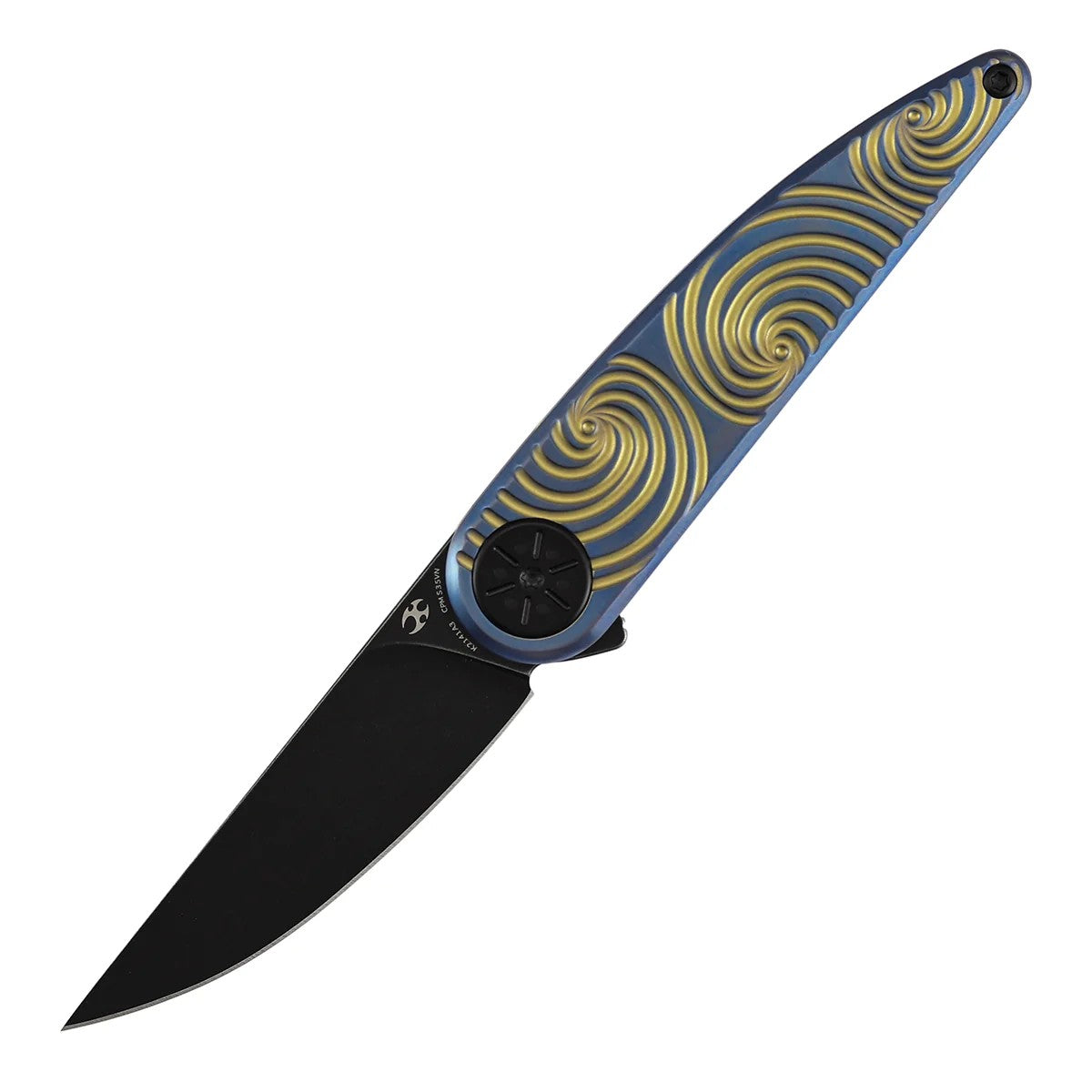 Kansept Symétrix K2141A3 CPM-S35VN Blade Blue Anodized Titanium Handle Frame Lock Folding Knife