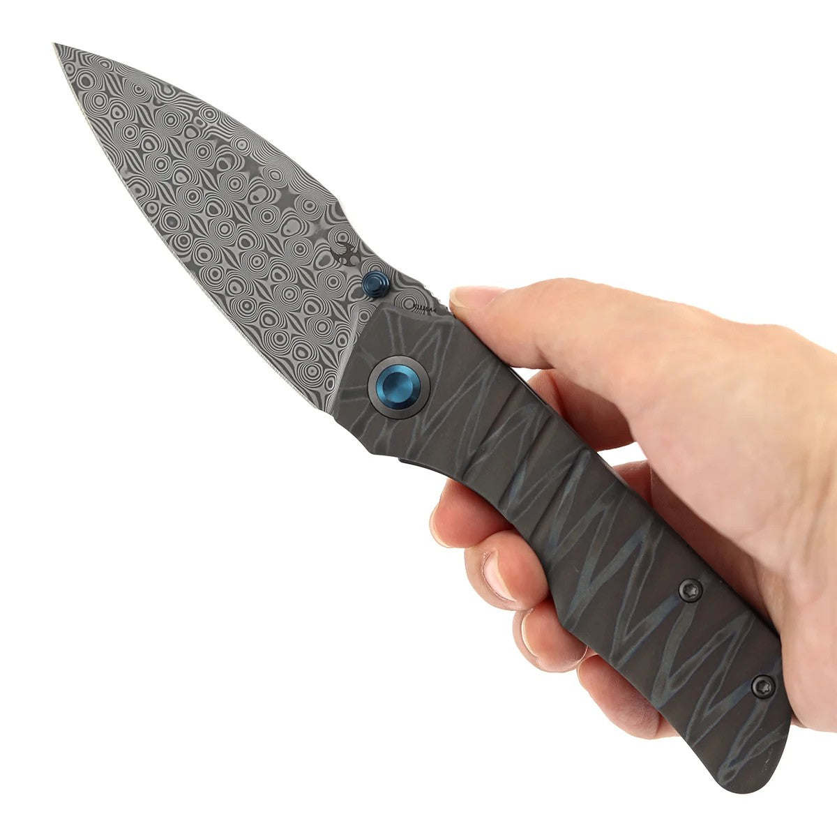 Kansept Mini Lanza K1116A4 Damascus Blade Titanium Handle Nested Liner Lock Folding Knife