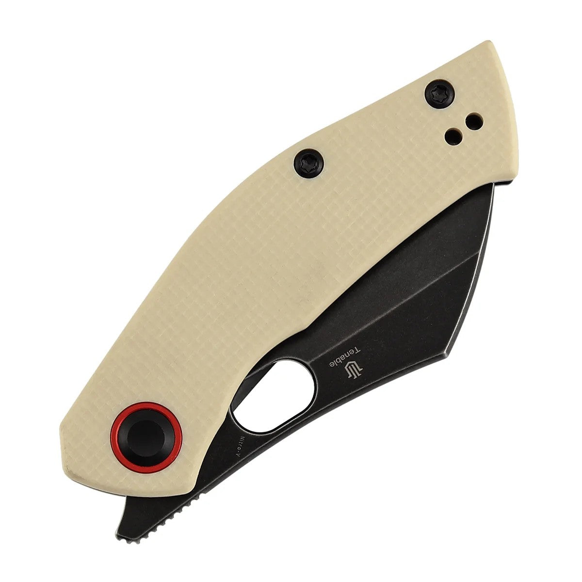Tenable Osprey B2087A2 Blackwash Nitro-V Blade Ivory White G10 Handle Liner Lock Folding Knife