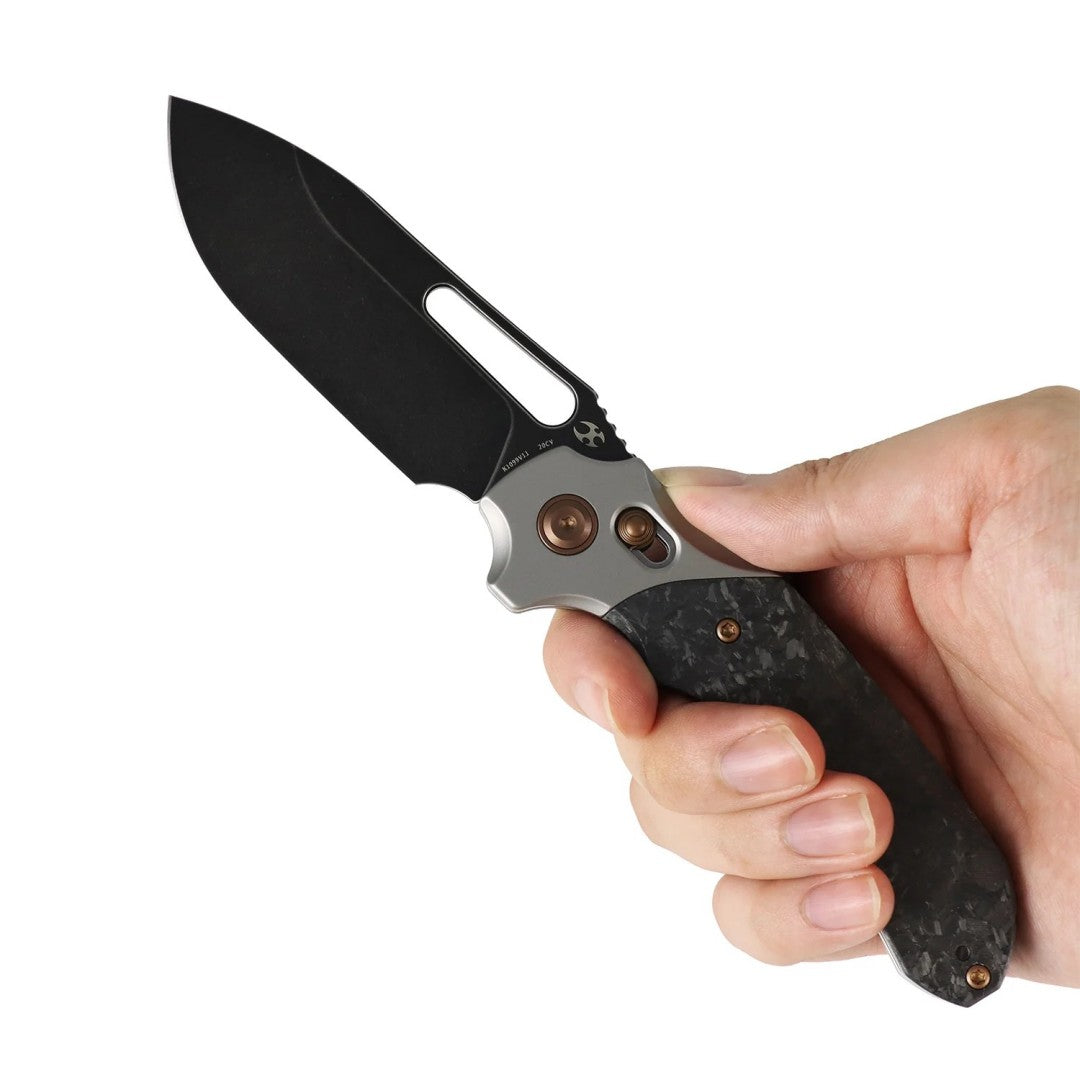 Kansept Quasar K1099V11 CPM-20CV Blade Titanium & Carbon Fiber Handle Crossbar Lock Folding Knife