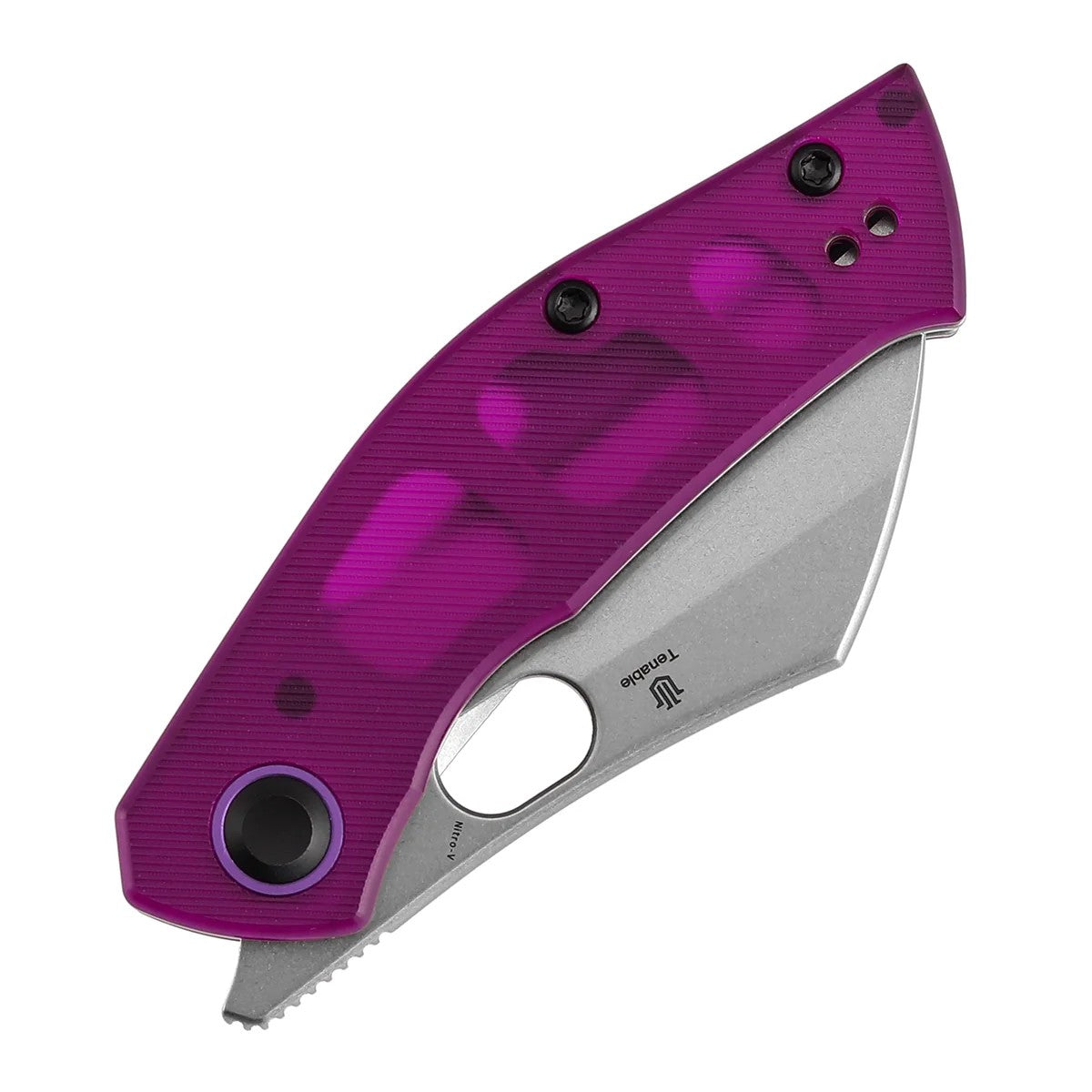 Tenable Osprey B2087A1 Stonewashed Nitro-V Blade Purple PC Handle Liner Lock Folding Knife