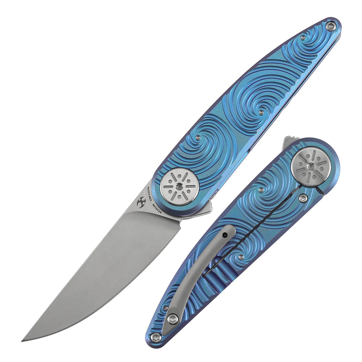Kansept Symétrix K2141A4 CPM-S35VN Blade Blue-Purple Anodized Titanium Handle Frame Lock Folding Knife