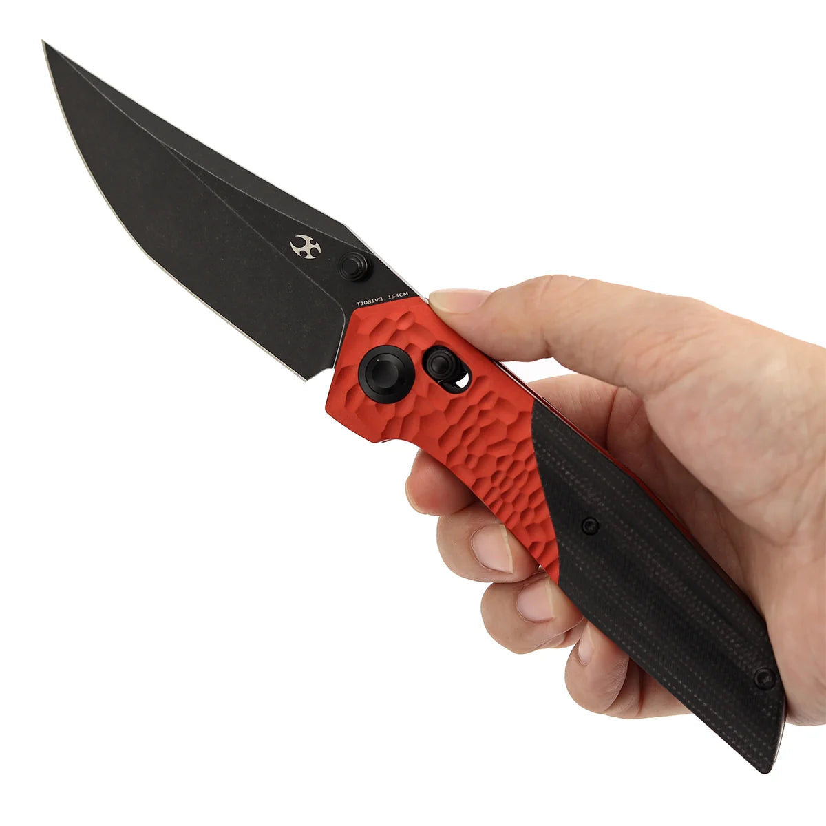 Kansept Deadite T1081V3 154CM Blade Aluminum with Micarta Handle Crossbar Lock Folding Knife