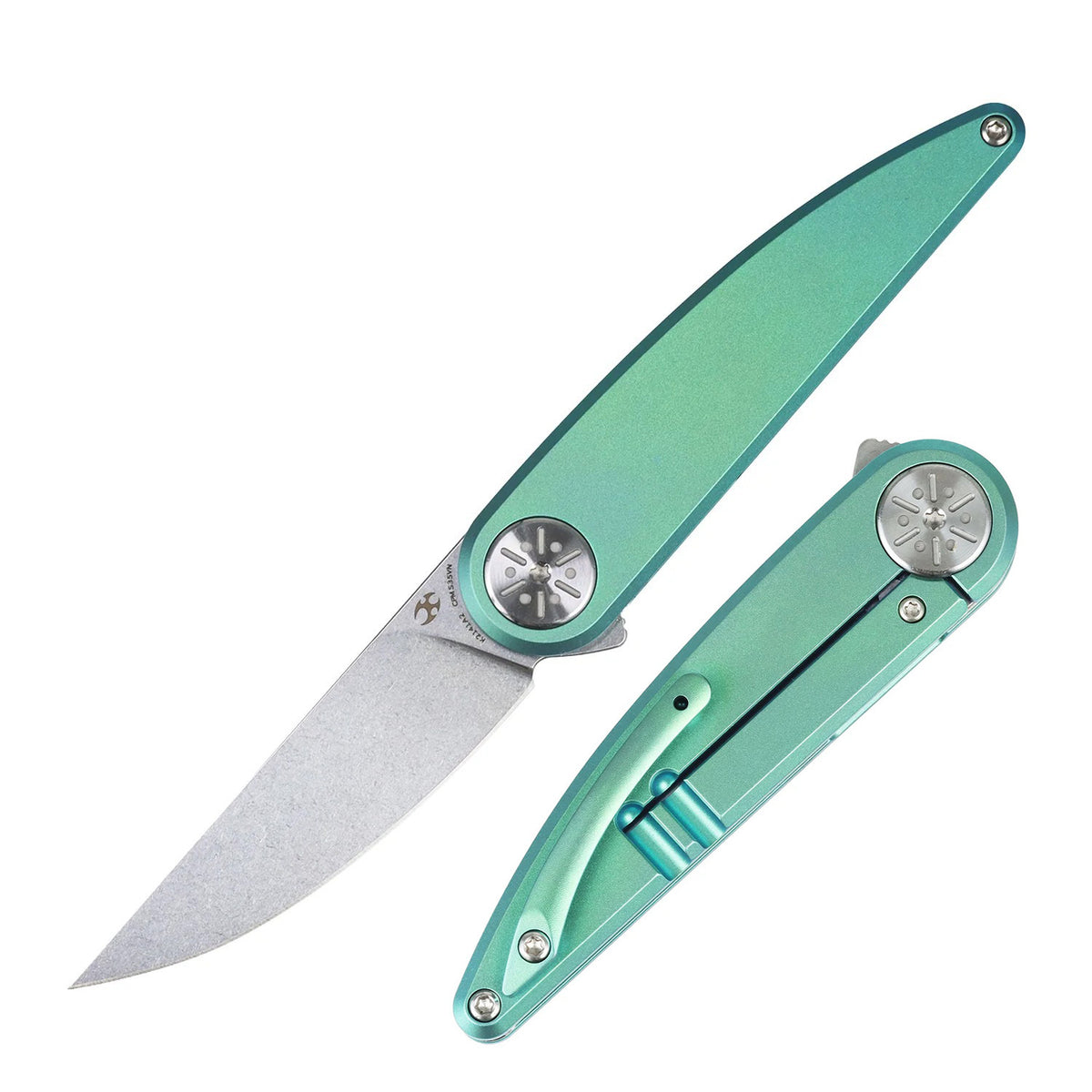Kansept Symétrix K2141A2 CPM-S35VN Blade Green Anodized Titanium Handle Frame Lock Folding Knife