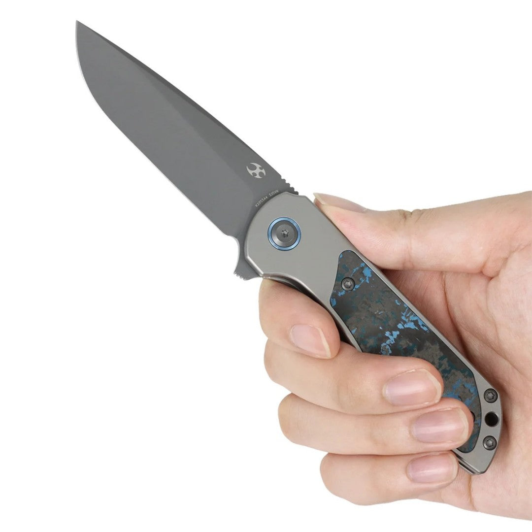 Kansept Ptarmigan K2055A4 Gray TiCn Coated CPM-S35VN Blade Titanium & FatCarbon Handle Frame Lock Folding Knife