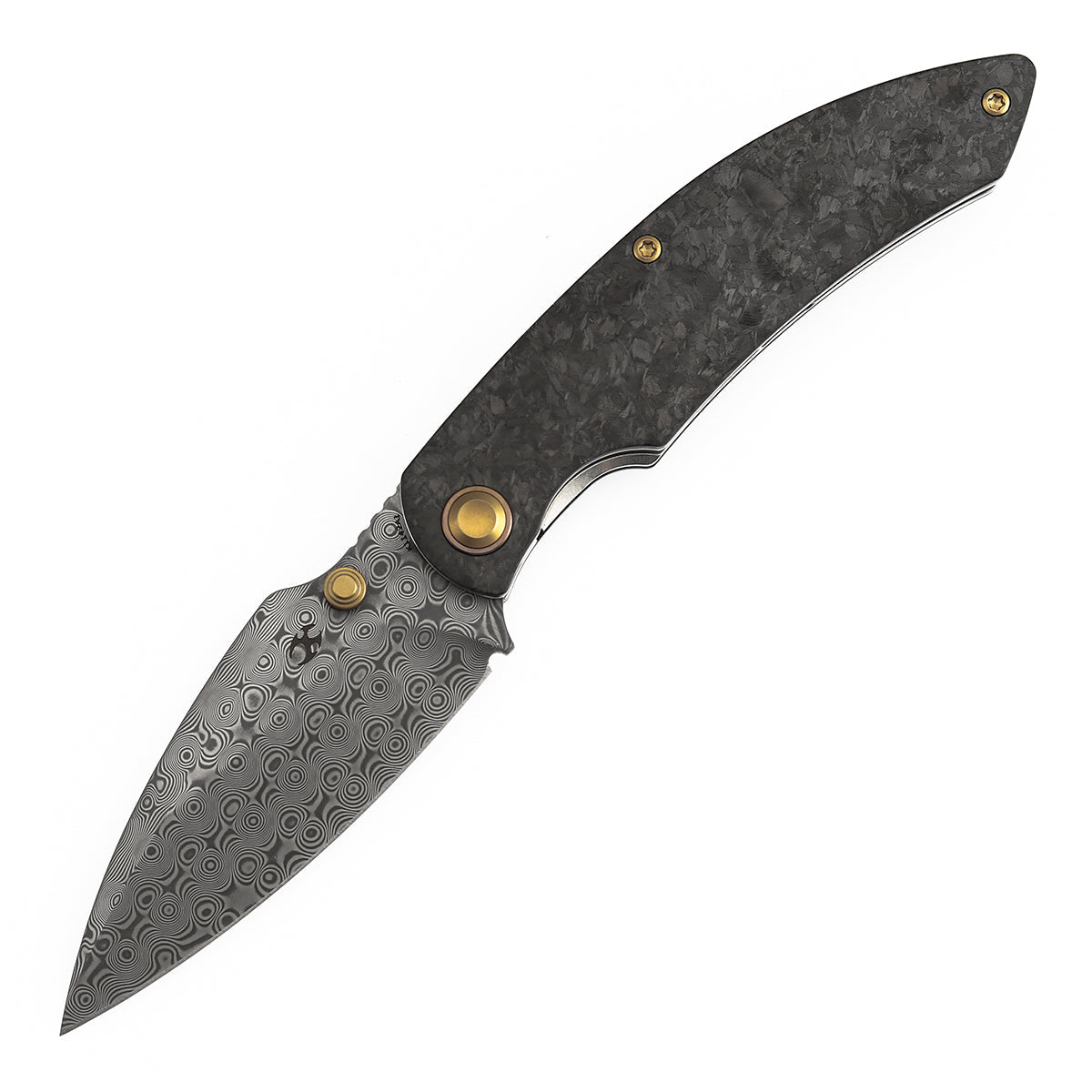 Kansept Falk K1142A1 Damascus Blade Shred Carbon Fiber Handle Liner Lock Folding Knife