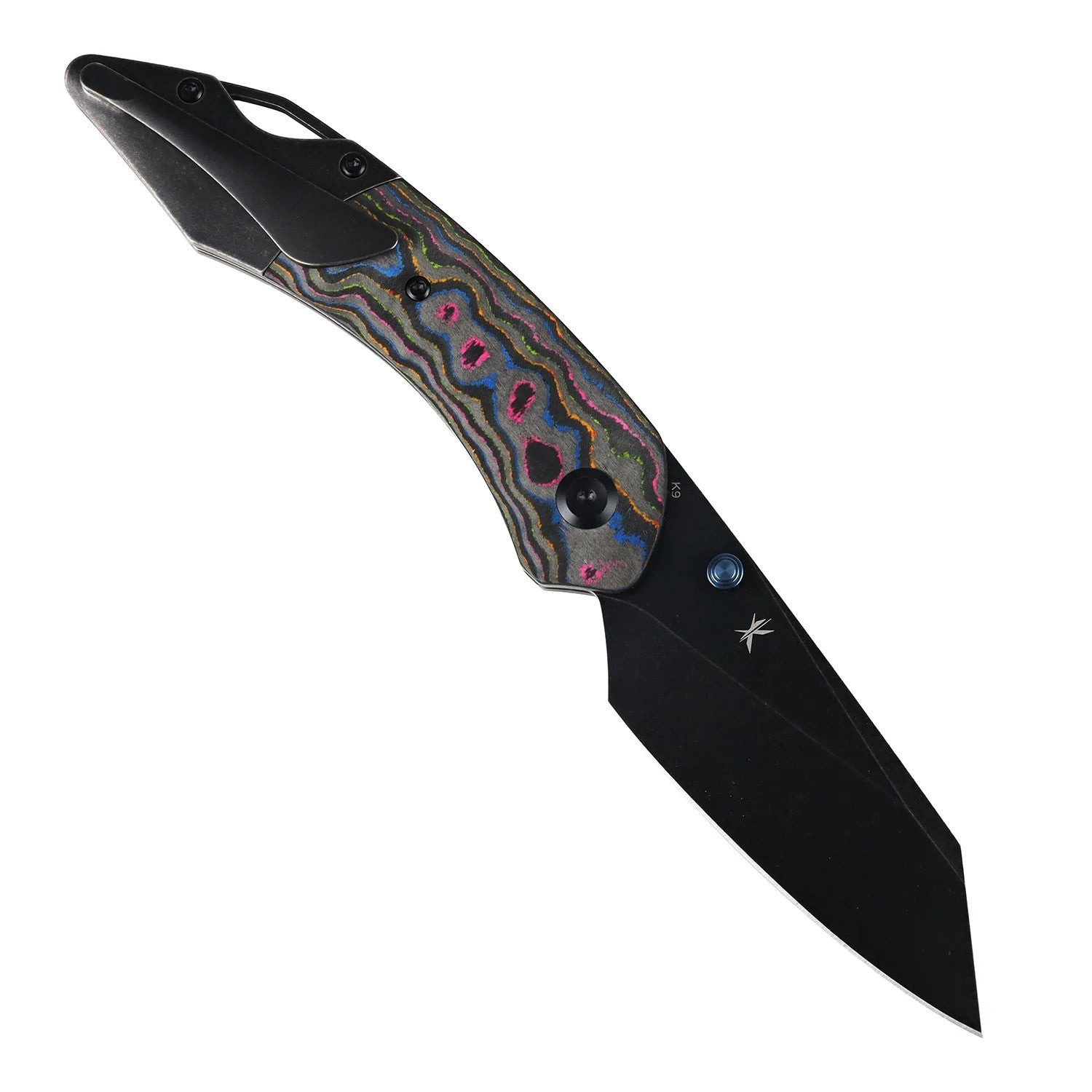 Kansept K9 K1151A3 CPM-S35VN Blade 80S Camo Carbon & Titanium Handle Bolster Liner Lock Folding Knife