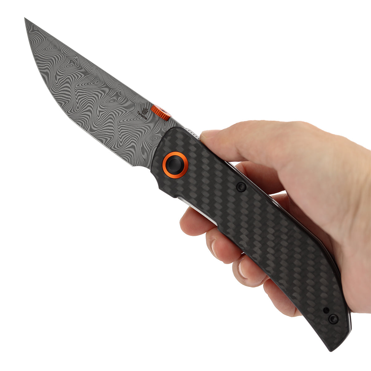 Tenable Tarkin B1078A4 Damascus Blade Twill Carbon Fiber &G10 Handle Liner Lock Folding Knife