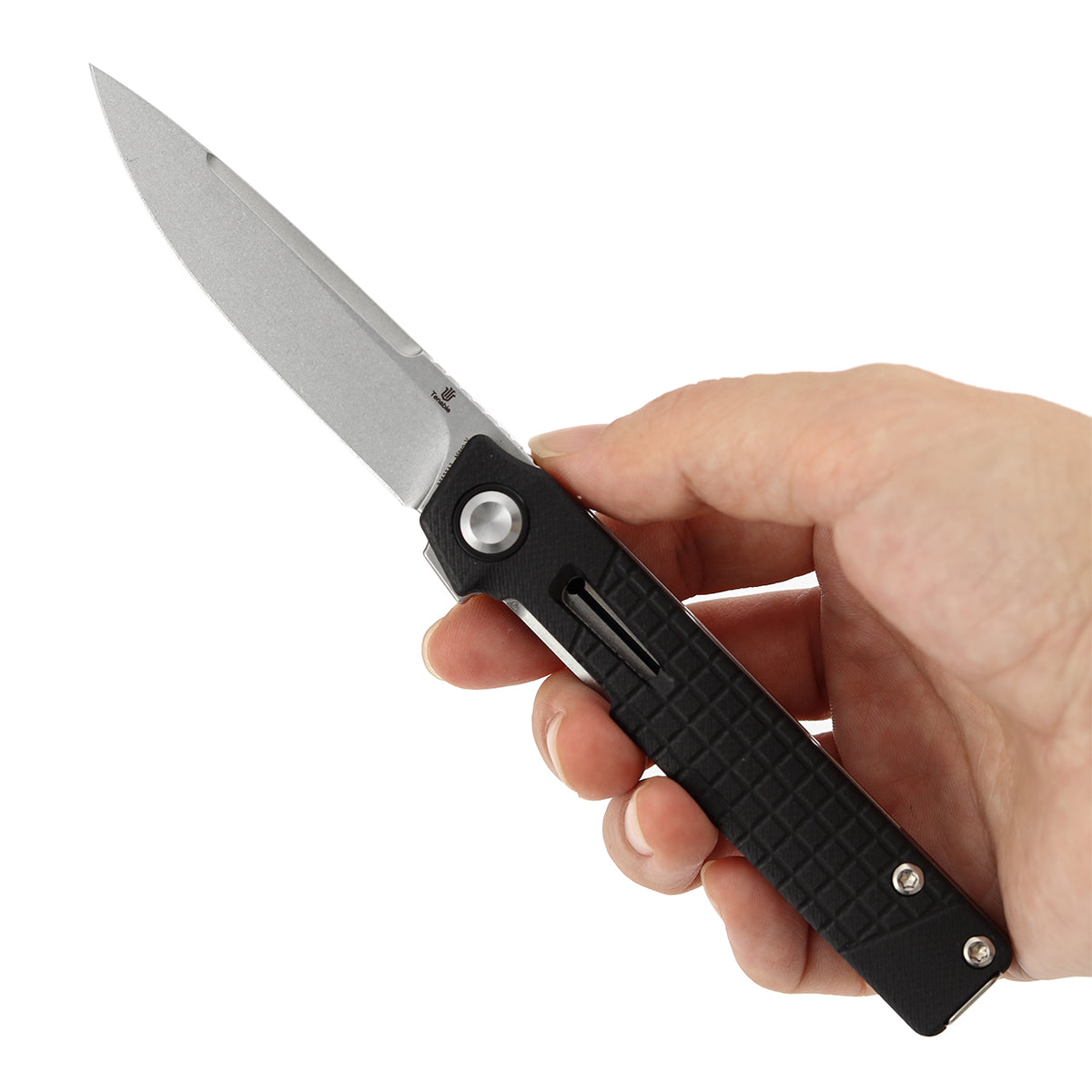 Tenable Kitpu B2123A3 Stonewashed Nitro-V Blade Black G10 Handle Liner Lock Folding Knife