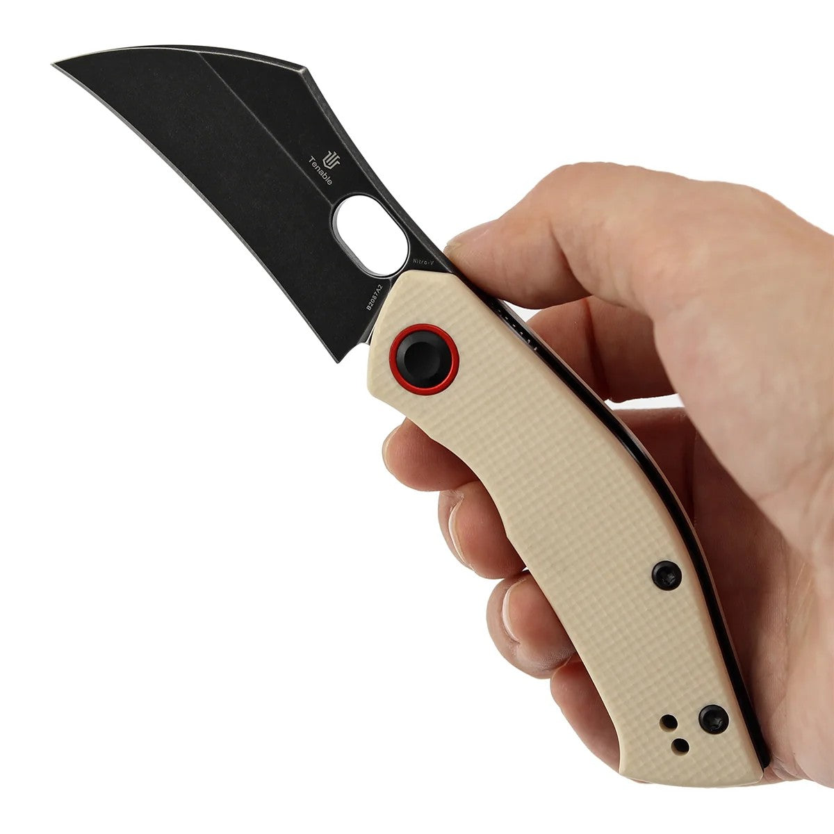 Tenable Osprey B2087A2 Blackwash Nitro-V Blade Ivory White G10 Handle Liner Lock Folding Knife