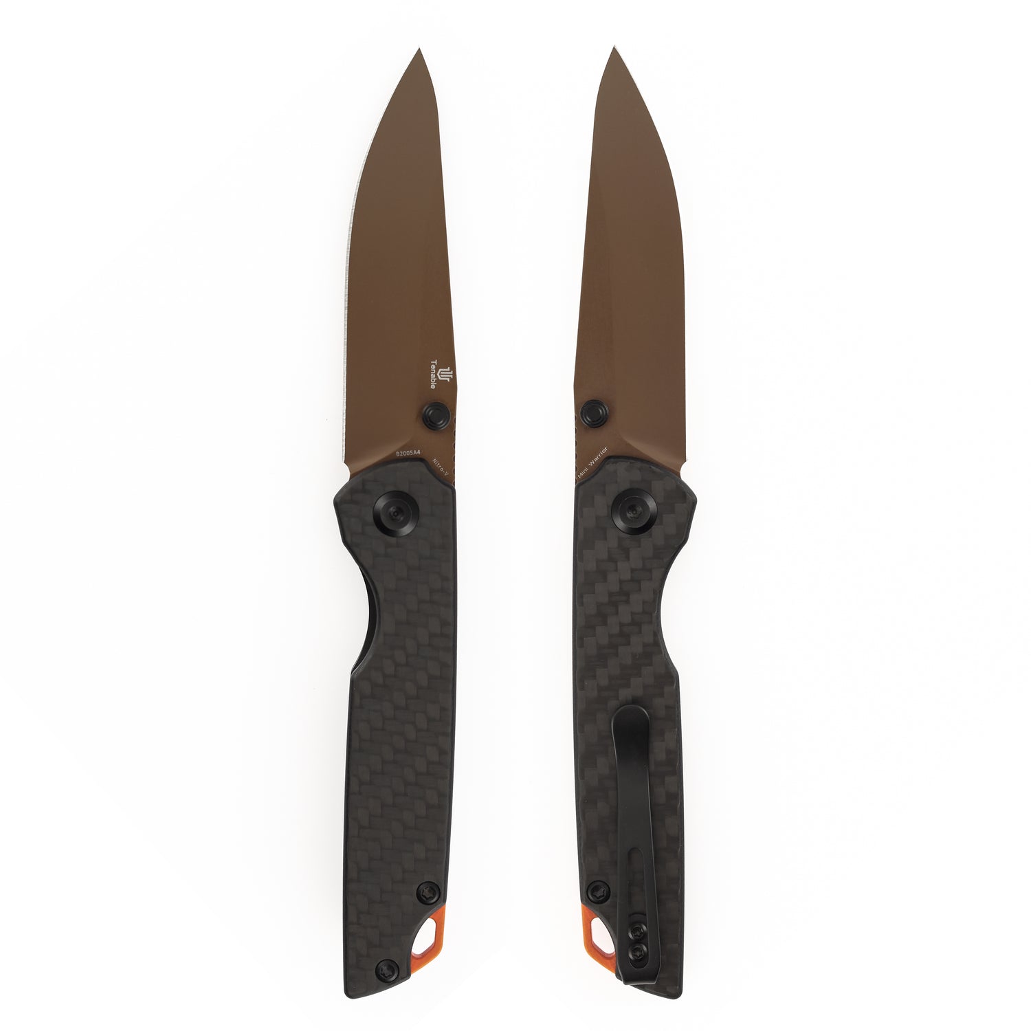Tenable Mini Warrior B2005A4 Rose Gold Nitro-V Blade Twill Carbon Fiber & G10 Handle Liner Lock Folding Knife