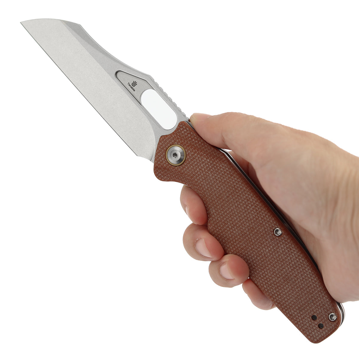 Tenable Tuckamore B1052A2 Stonewashed Nitro-V Blade Brown Micarta Handle Liner Lock Folding Knife
