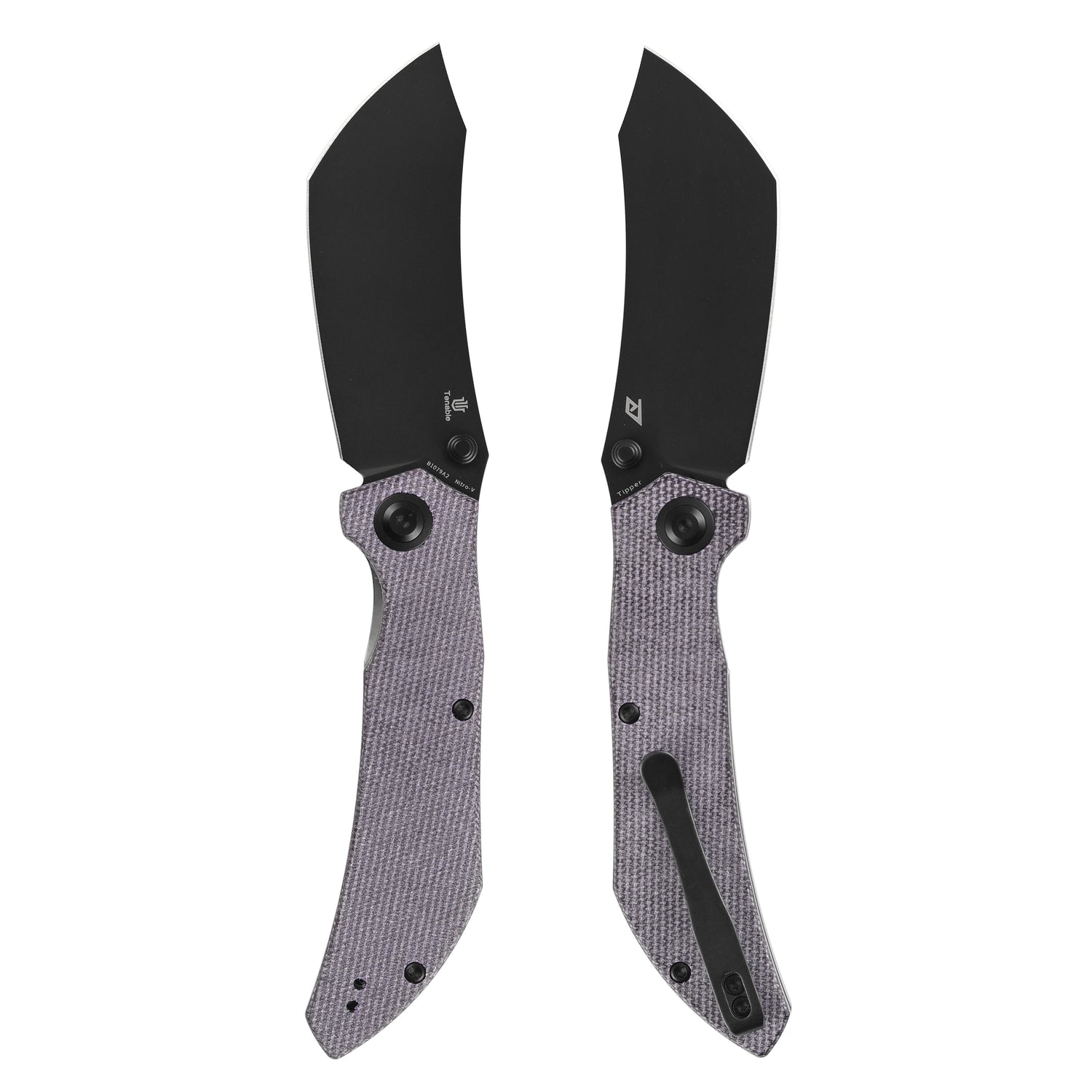 Tenable Tipper B1079A2 Blackwash Nitro-V Blade Purple Micarta Handle Liner Lock Folding Knife