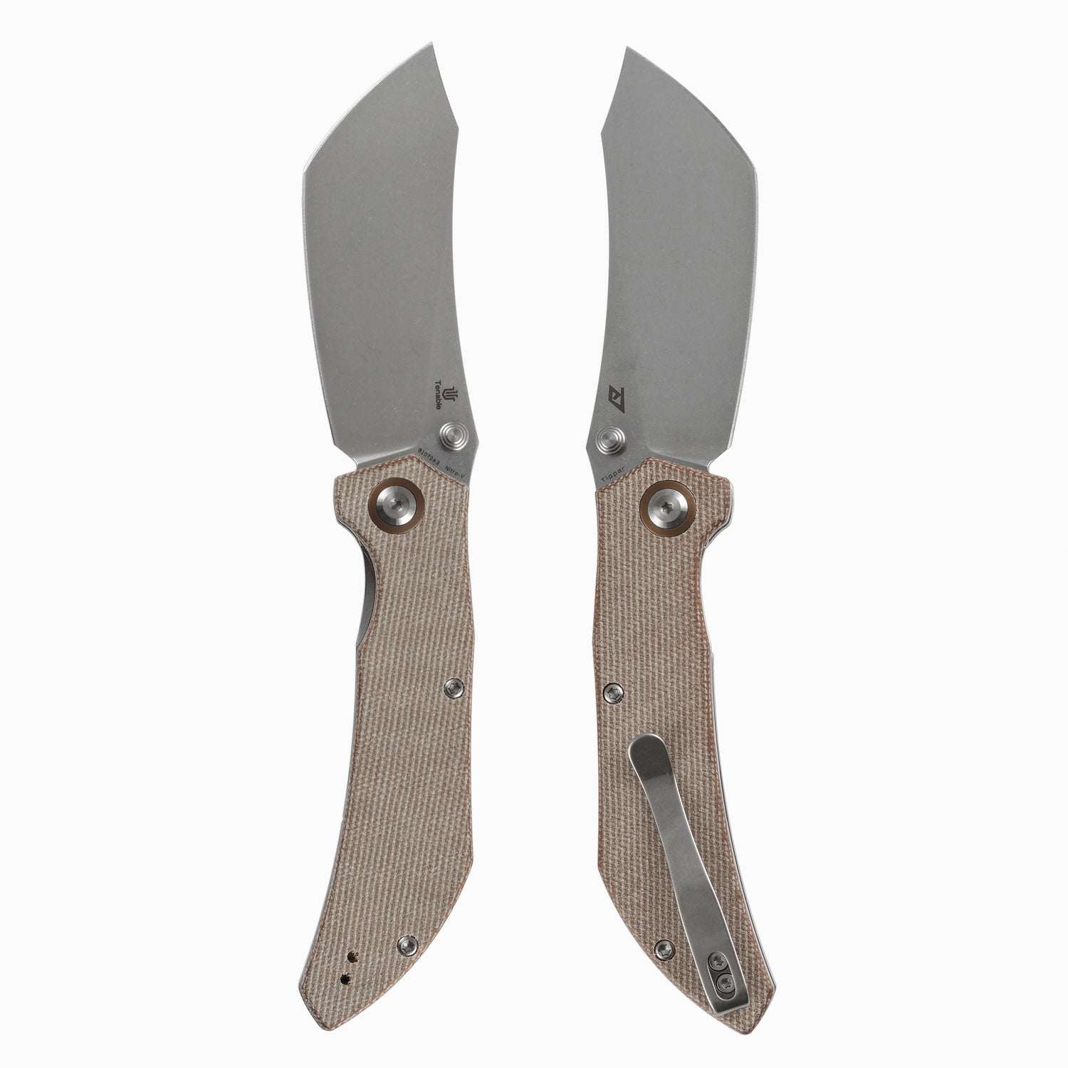 Tenable Tipper B1079A3 Stonewashed Nitro-V Blade Brown Micarta Handle Liner Lock Folding Knife