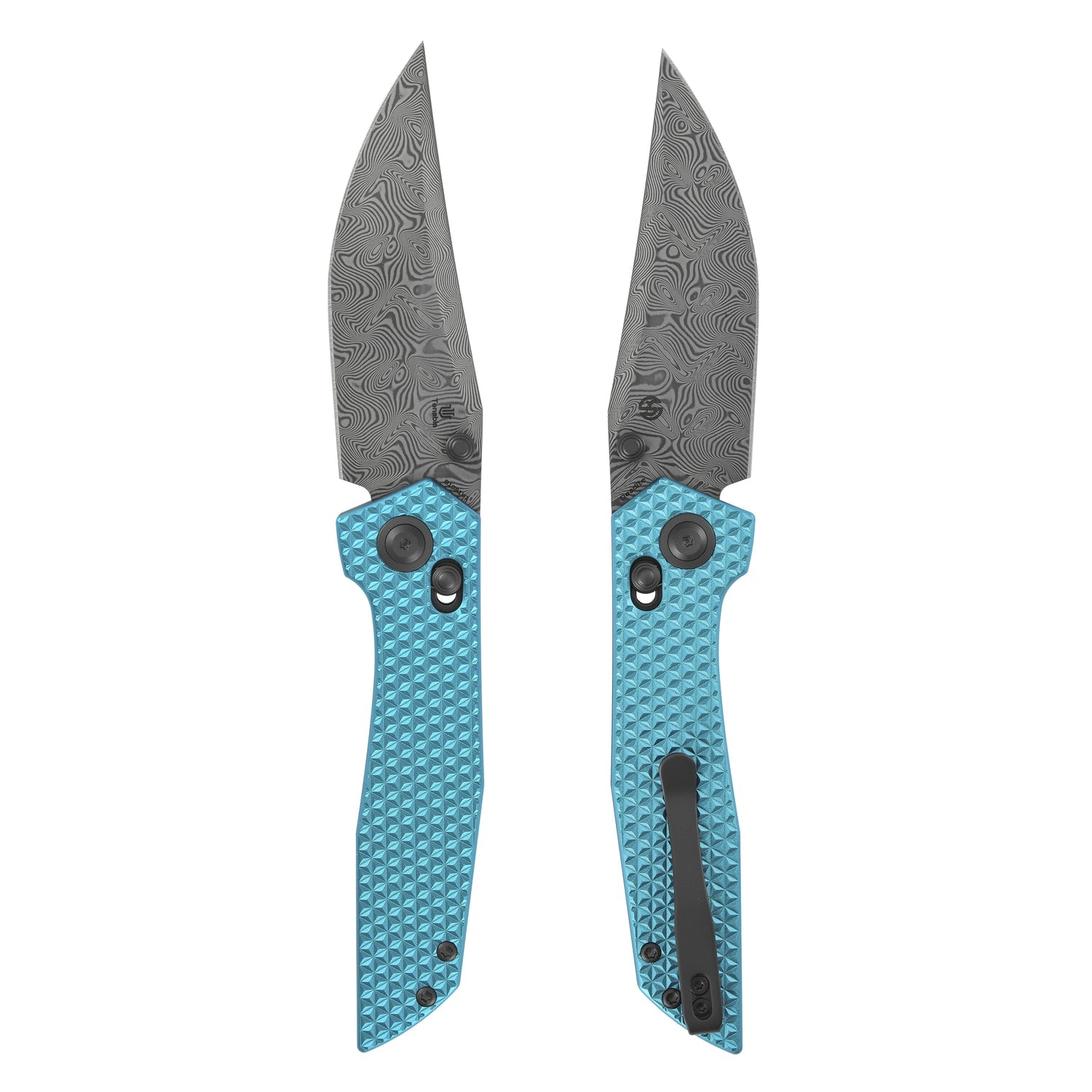 Tenable Deadite B1081V1 Water Ripple Damascus Blade Aluminum Handle Crossbar Lock Folding Knife