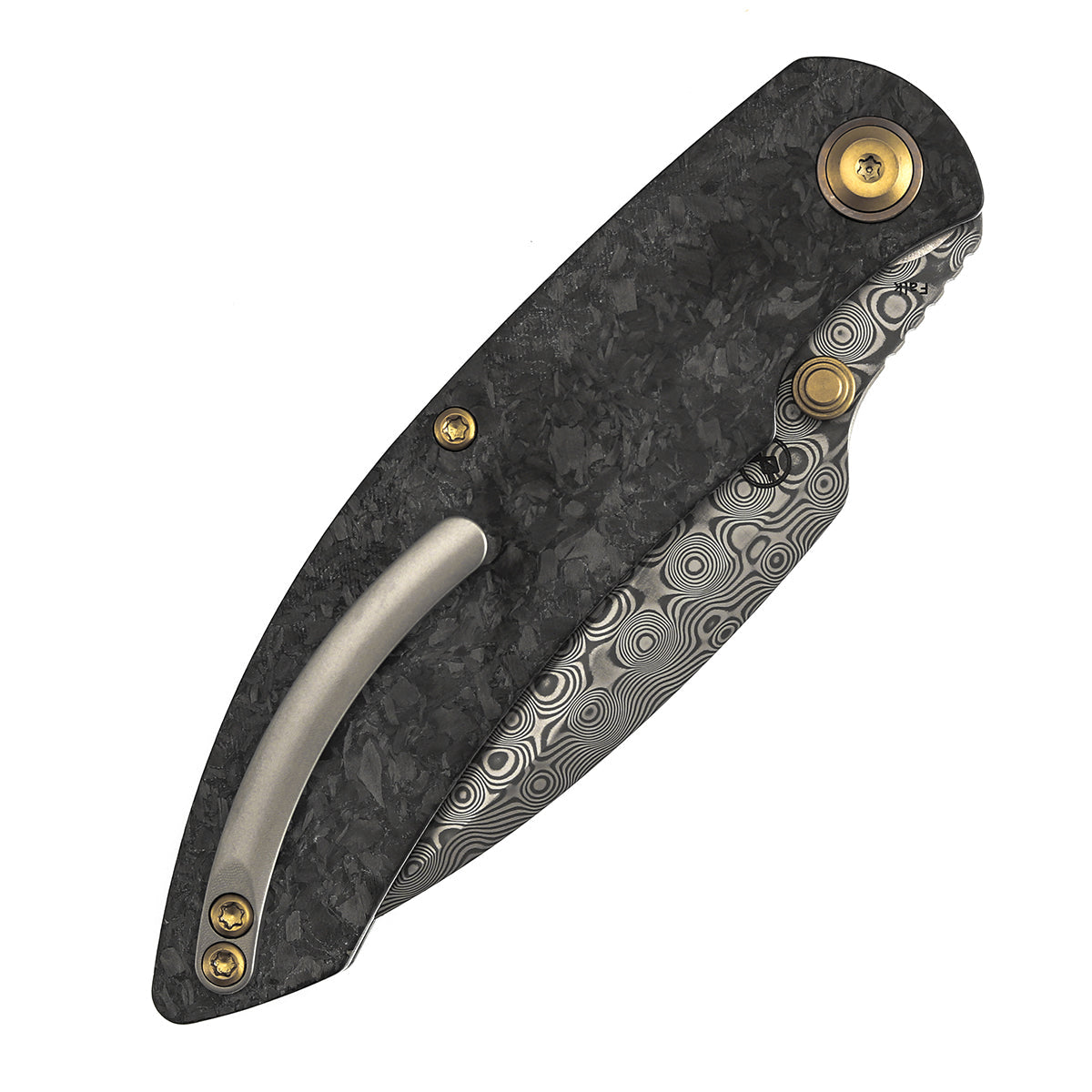 Kansept Falk K1142A1 Damascus Blade Shred Carbon Fiber Handle Liner Lock Folding Knife