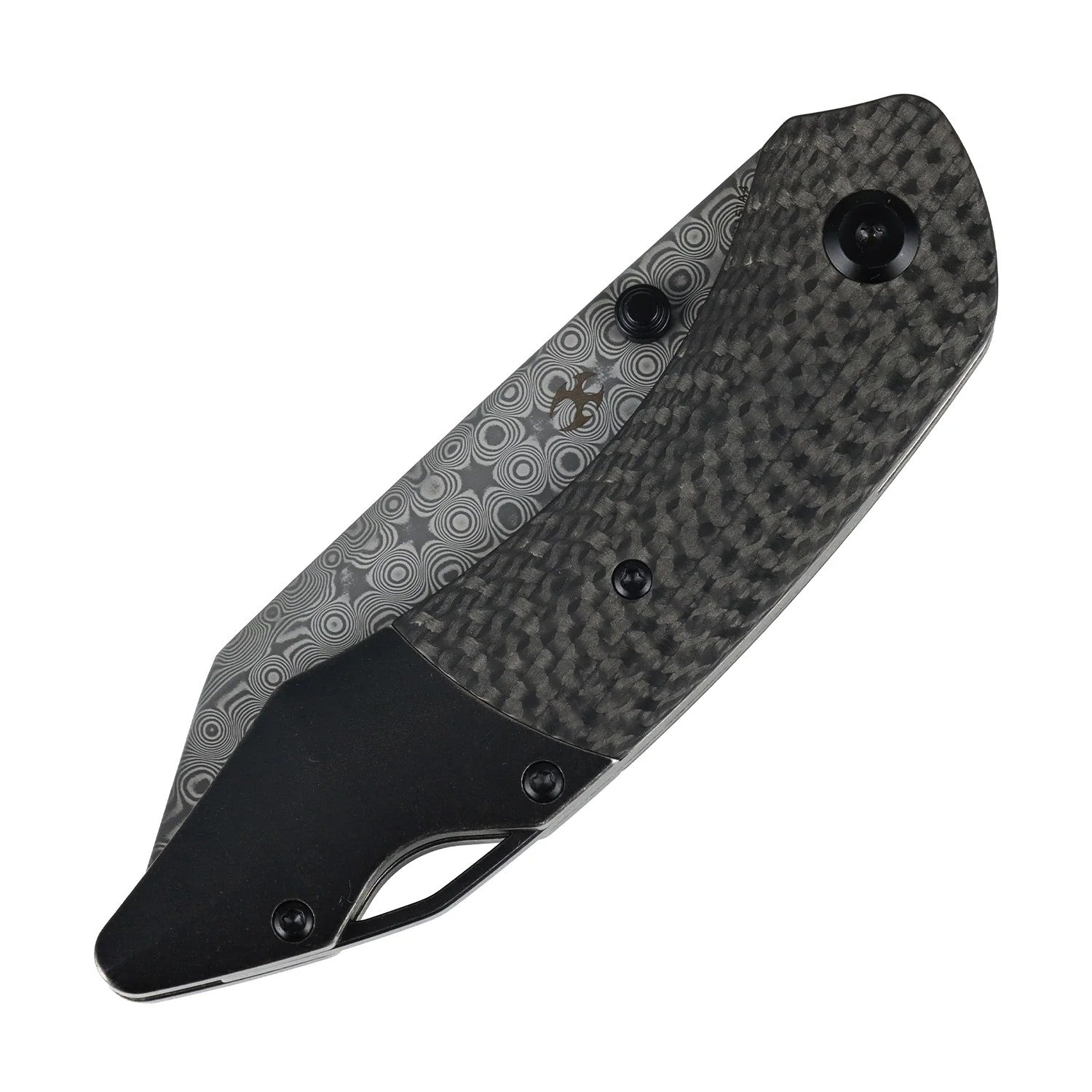 Kansept K9 K1151A4 Damascus Blade Carbon Fiber/G10 & Titanium Handle Bolster Liner Lock Folding Knife