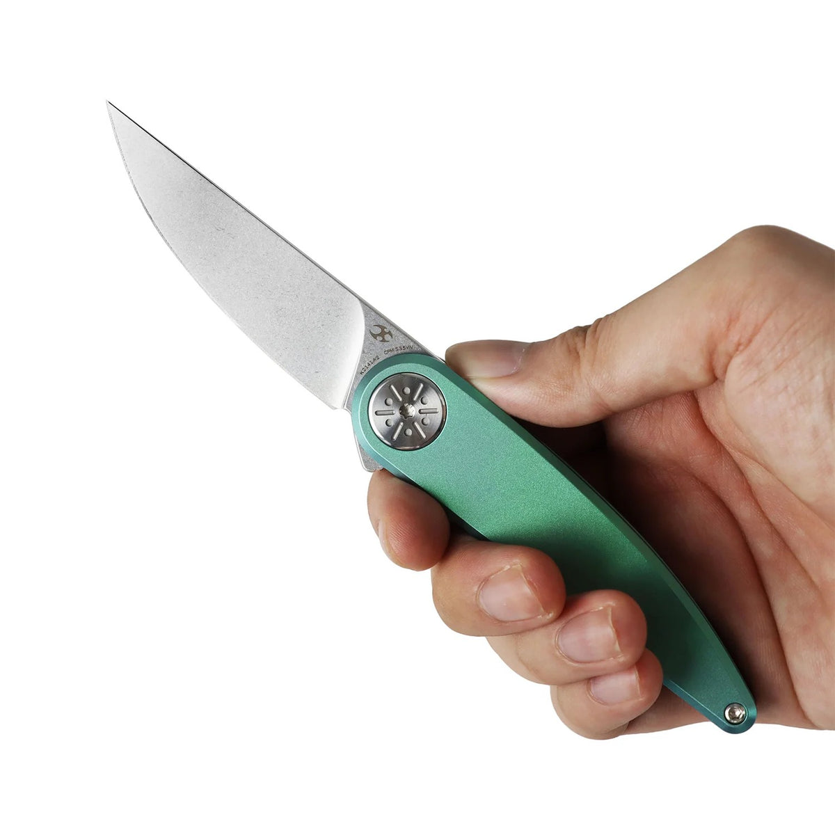 Kansept Symétrix K2141A2 CPM-S35VN Blade Green Anodized Titanium Handle Frame Lock Folding Knife
