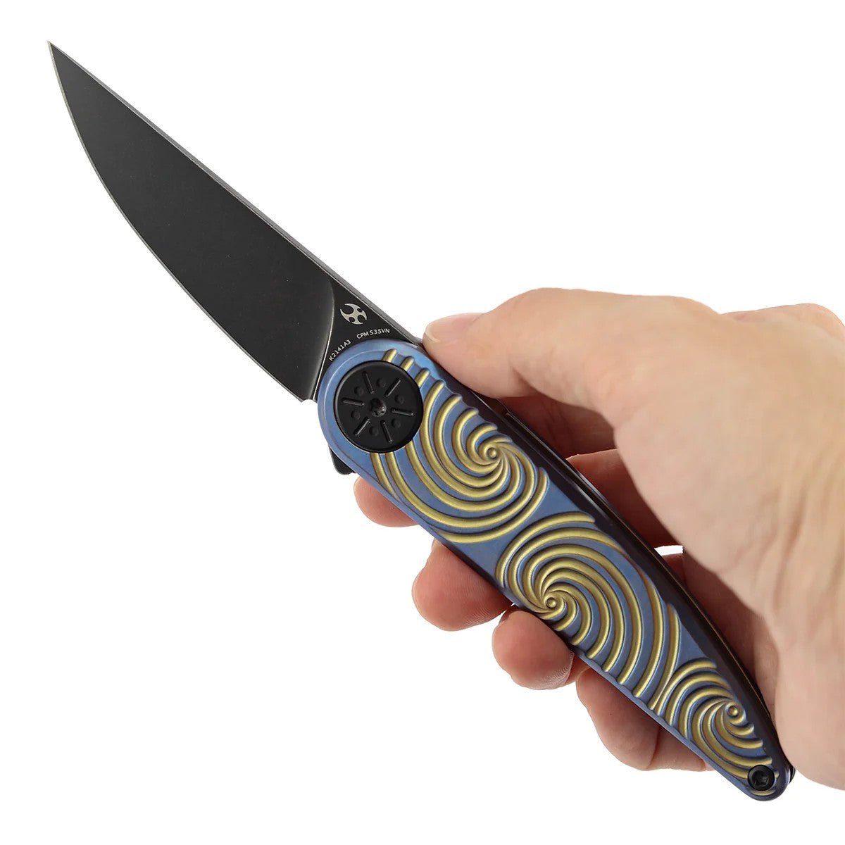 Kansept Symétrix K2141A3 CPM-S35VN Blade Blue Anodized Titanium Handle Frame Lock Folding Knife
