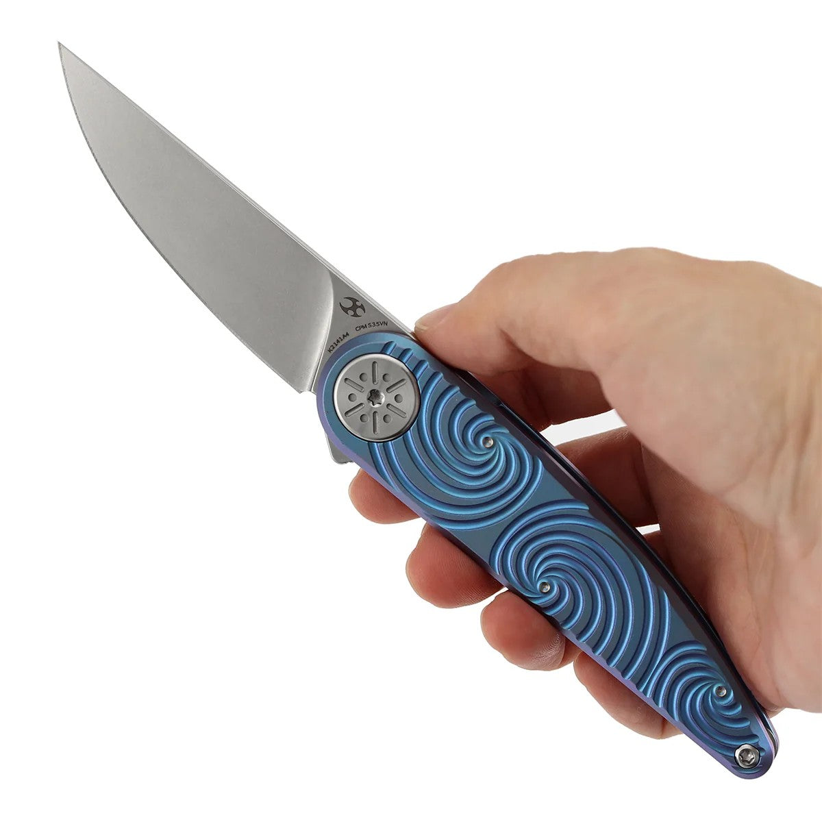 Kansept Symétrix K2141A4 CPM-S35VN Blade Blue-Purple Anodized Titanium Handle Frame Lock Folding Knife