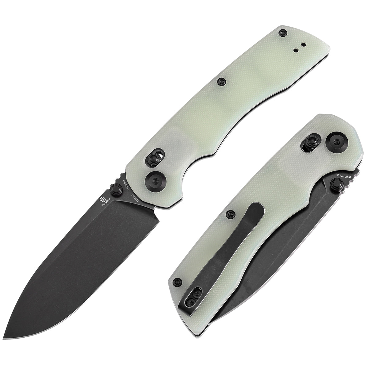 Tenable Kryo T1001V4 Blackwash 14C28N Blade Jade G10 Handle Crossbar Lock Folding Knife