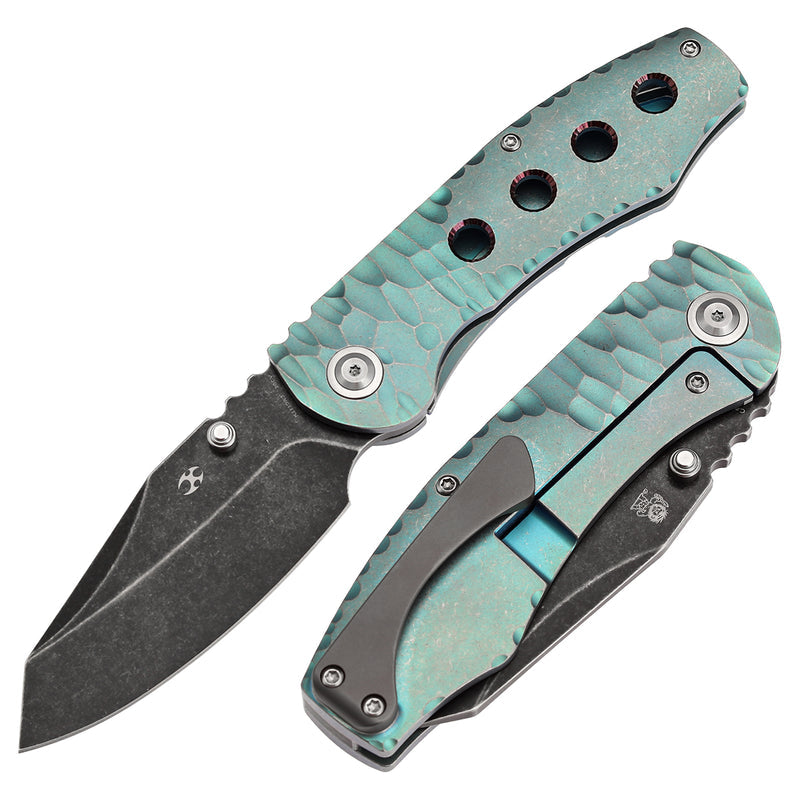 Kansept Caveman K1110A3 CPM-20CV Blade Titanium Handle Frame Lock Folding Knife