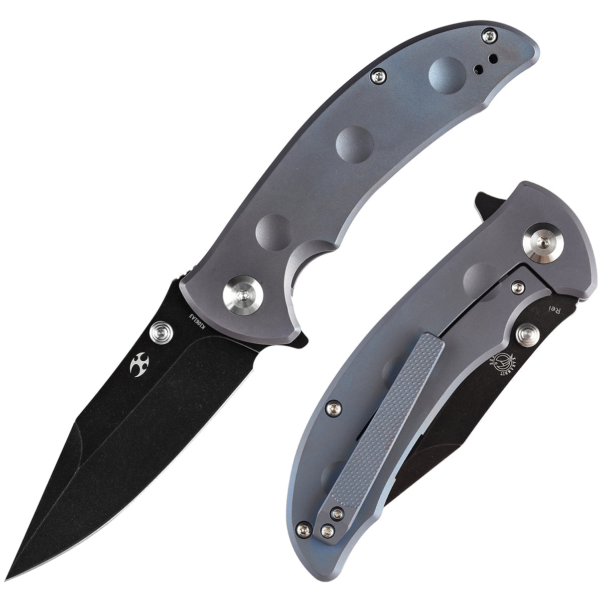 Kansept Knives REI K1061A3 Black CPM-20CV Blade Blue Titanium Handle Folding Knife