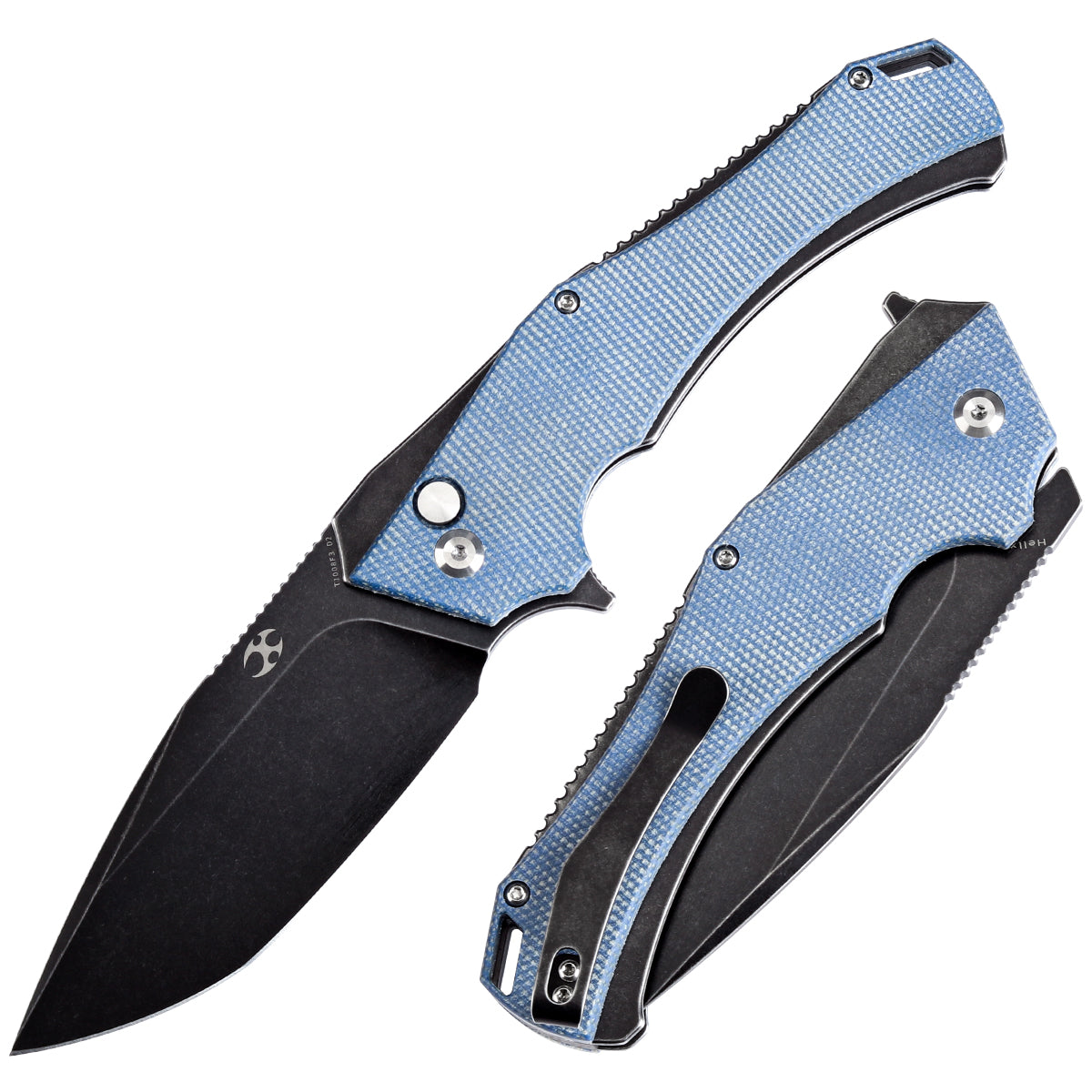 Kansept BTF T1008F3 D2 Blade Blue Micarta Handle Flipper Knife