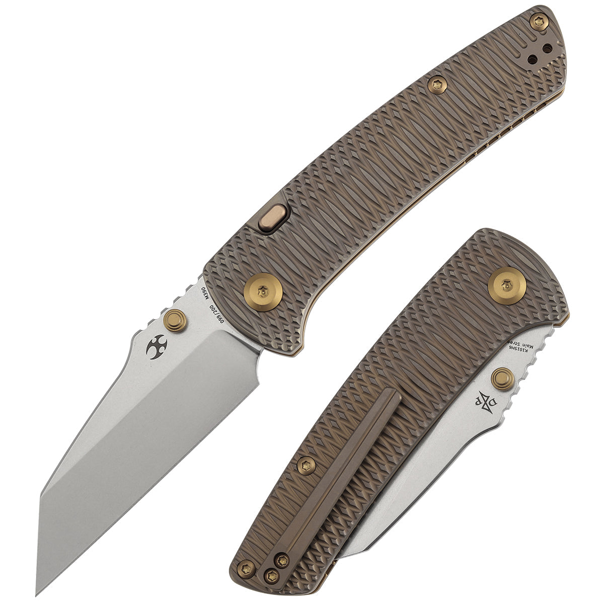 Kansept Main Street K1015H6 M390 Blade Bronze Anodized Titanium Handle Top Liner Lock Folding Knife