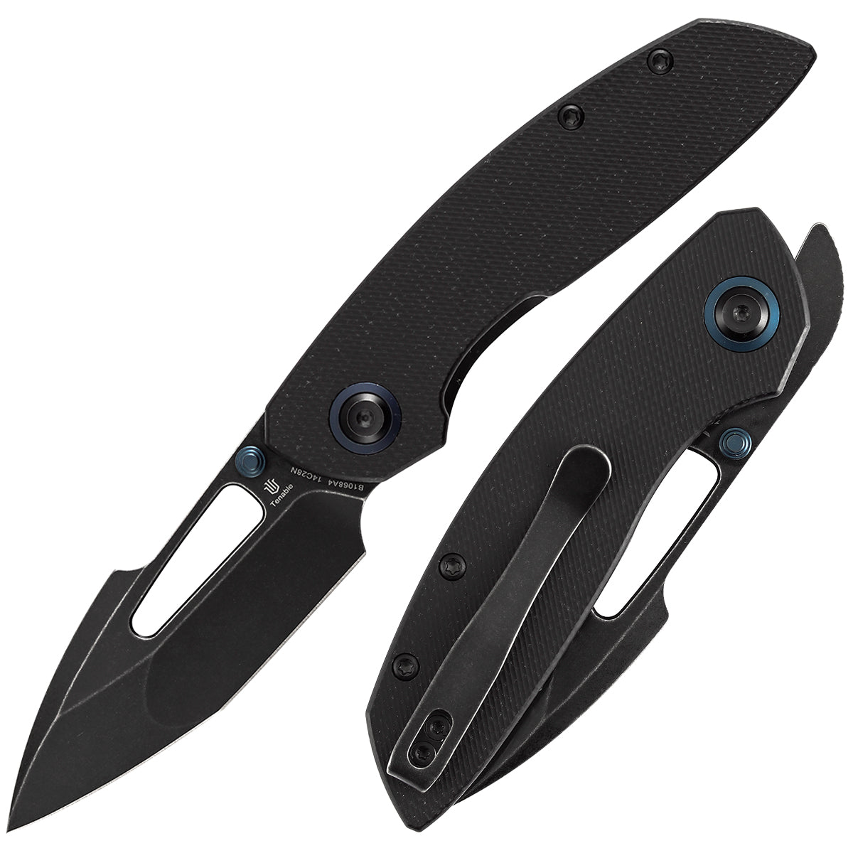 Tenable Link B1068A4 Blackwash 14C28N Blade Black Micarta Handle Liner Lock Folding Knife