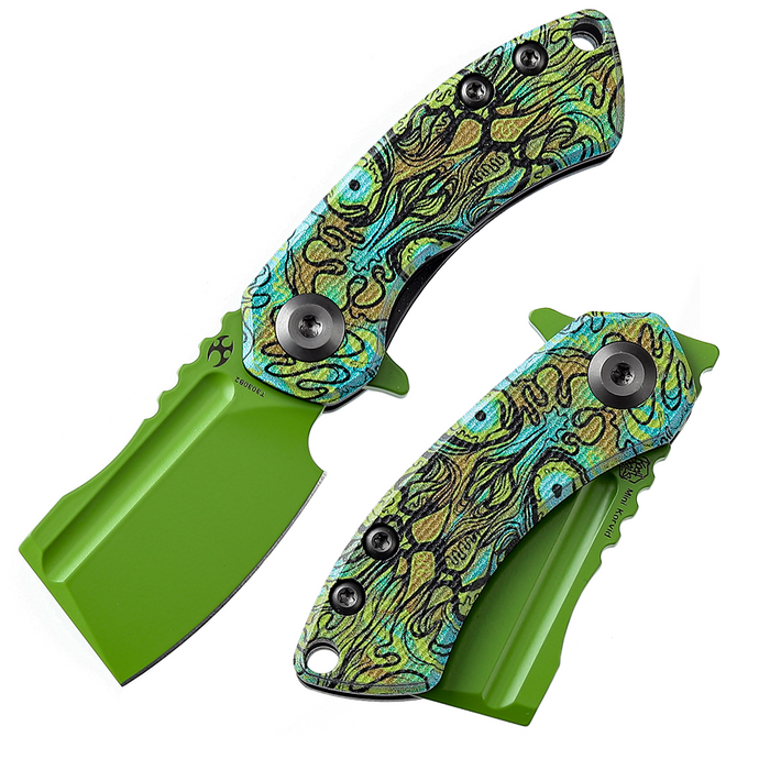 KANSEPT Mini Korvid T3030B2 154CM Blade G10 with Undead Print-Green Handle Liner Lock