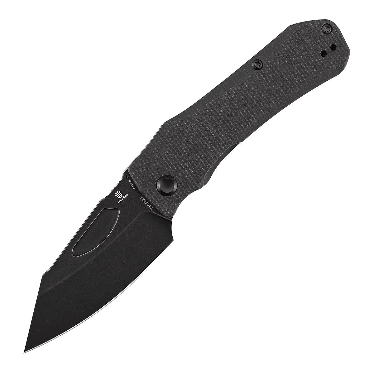 Tenable Loki B1058A1 Blackwash Nitro-V Blade Black Micarta Handle Liner Lock Folding Knife