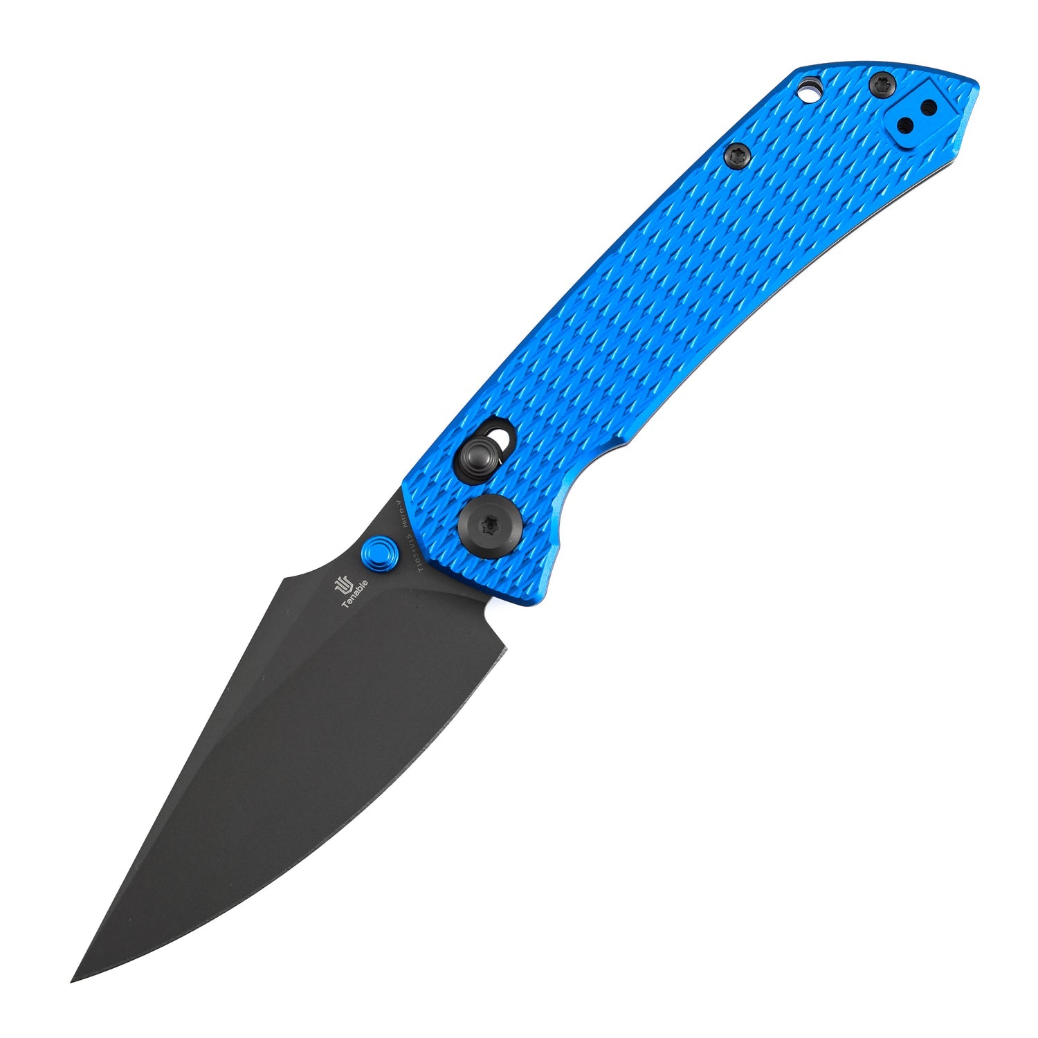 Tenable Fenrir T1034V15 Gray TiCn Coated Nitro-V Blade Blue Anodized Aluminum Handle Crossbar Lock Folding Knife
