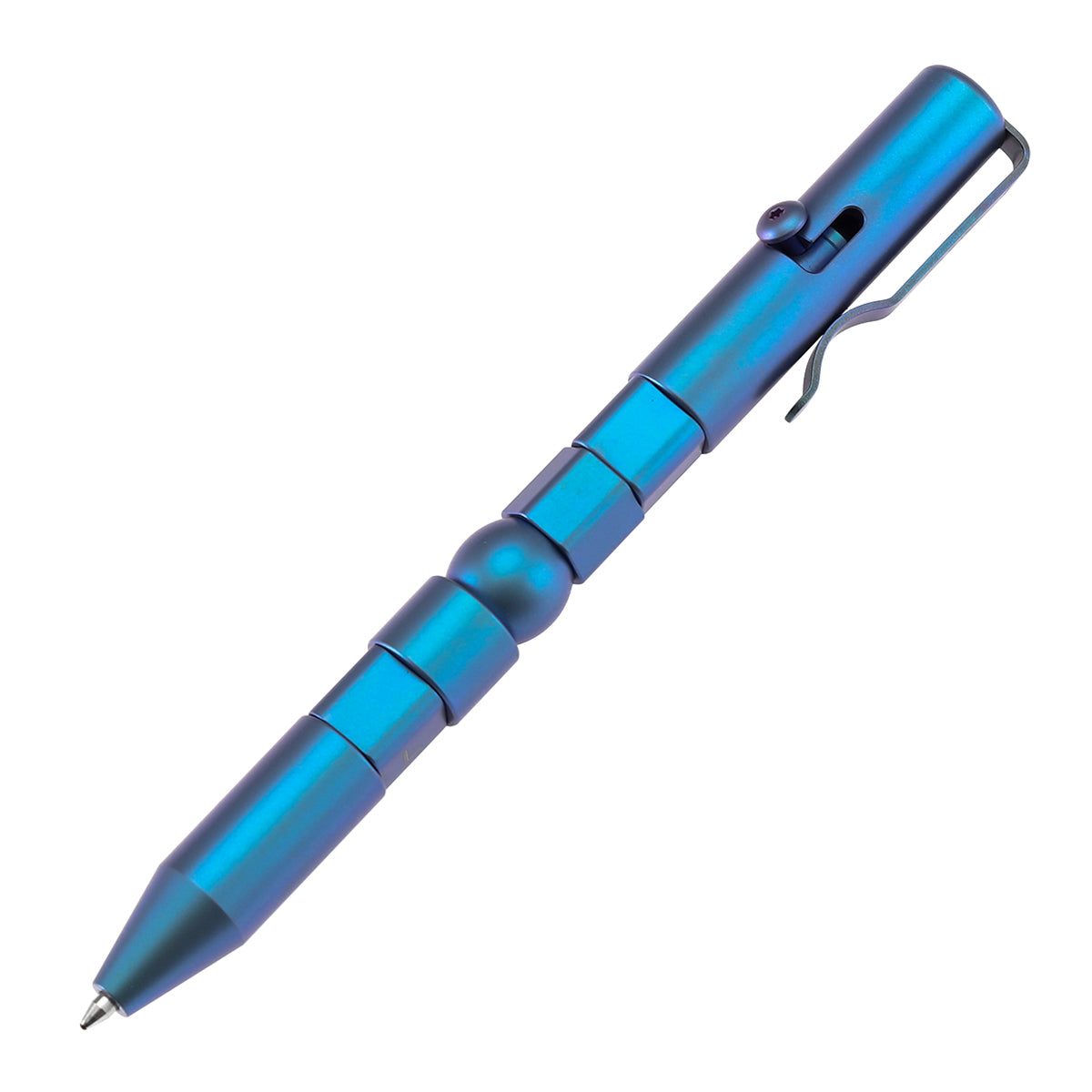 Kansept Titanium EDC Bolt-Action Pen G013P3– Rotable SHAPES with Blue Anodized Titanium with LOVE Pattern