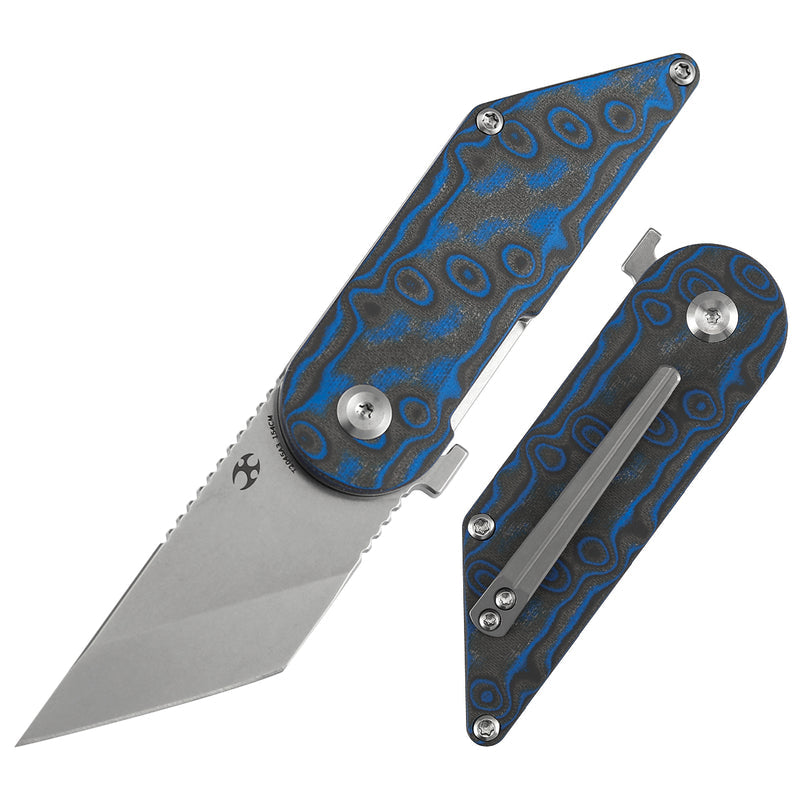 Kansept Dash T2045A3 154CM Blade Blue & Yellow Vortex Micarta Handle Liner Lock Folding Knife