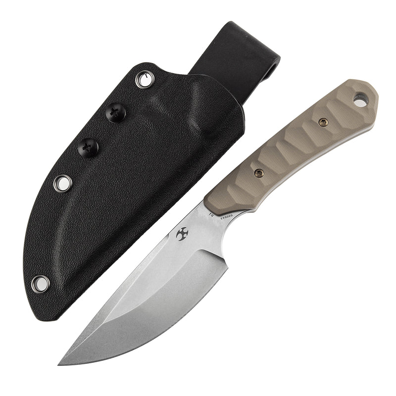 Kansept Flank G006A5 Stonewashed D2 Blade Light Sand G10 Handle Fixed Blade Knife