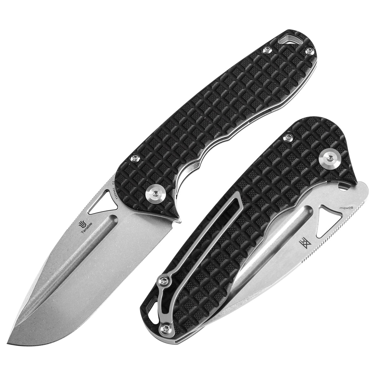 Tenable Bömbur T1054A1 Stonewashed D2 Blade Black G10 Handle Liner Lock Folding Knife