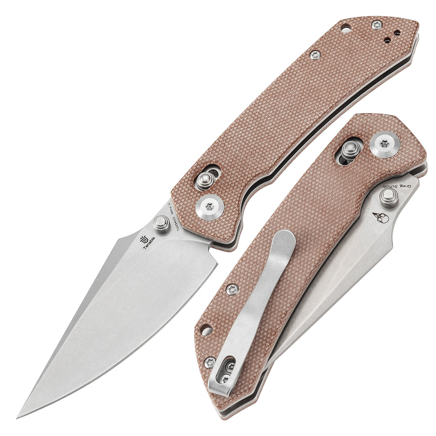 Tenable Fenrir T1034V2  Nito-V Blade Brown Micarta Handle Cross Bar Lock Folding Knife