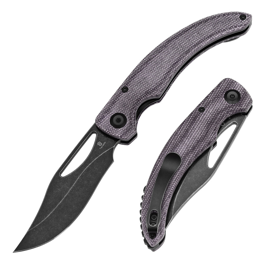 Tenable Gideon T1119A4 Blackwash Nitro V Blade Purple Micarta Handle Liner Lock