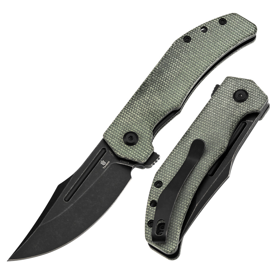 Tenable Orion B1089A3 14C28N Blade Green Micarta Handle Liner Lock Folding Knife