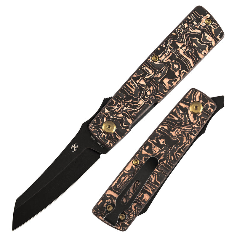 Kansept Higonokami T2135A2 154CM Blade Copper Carbon Fiber Handle Liner Lock Folding Knife