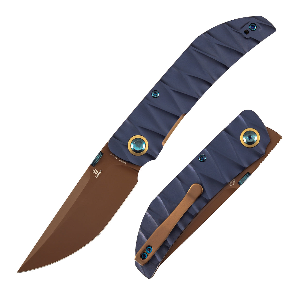 Tenable Tarkin B1078A2 Nitro-V Blade Blue Aluminum Handle Liner Lock Folding Knife