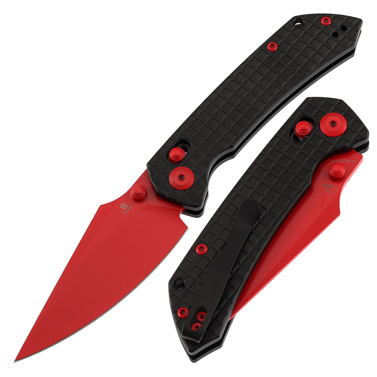 Tenable Fenrir T1034V10 Red Coated Nitro-V Blade Blcak Aluminum Crossbar Lock Folding Knife