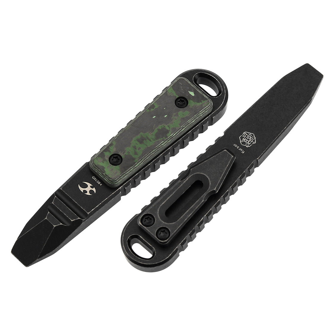 Kansept Kursor G015B4 Blackwash Titanium+Jungle Wear Fatcarbon EDC Tool