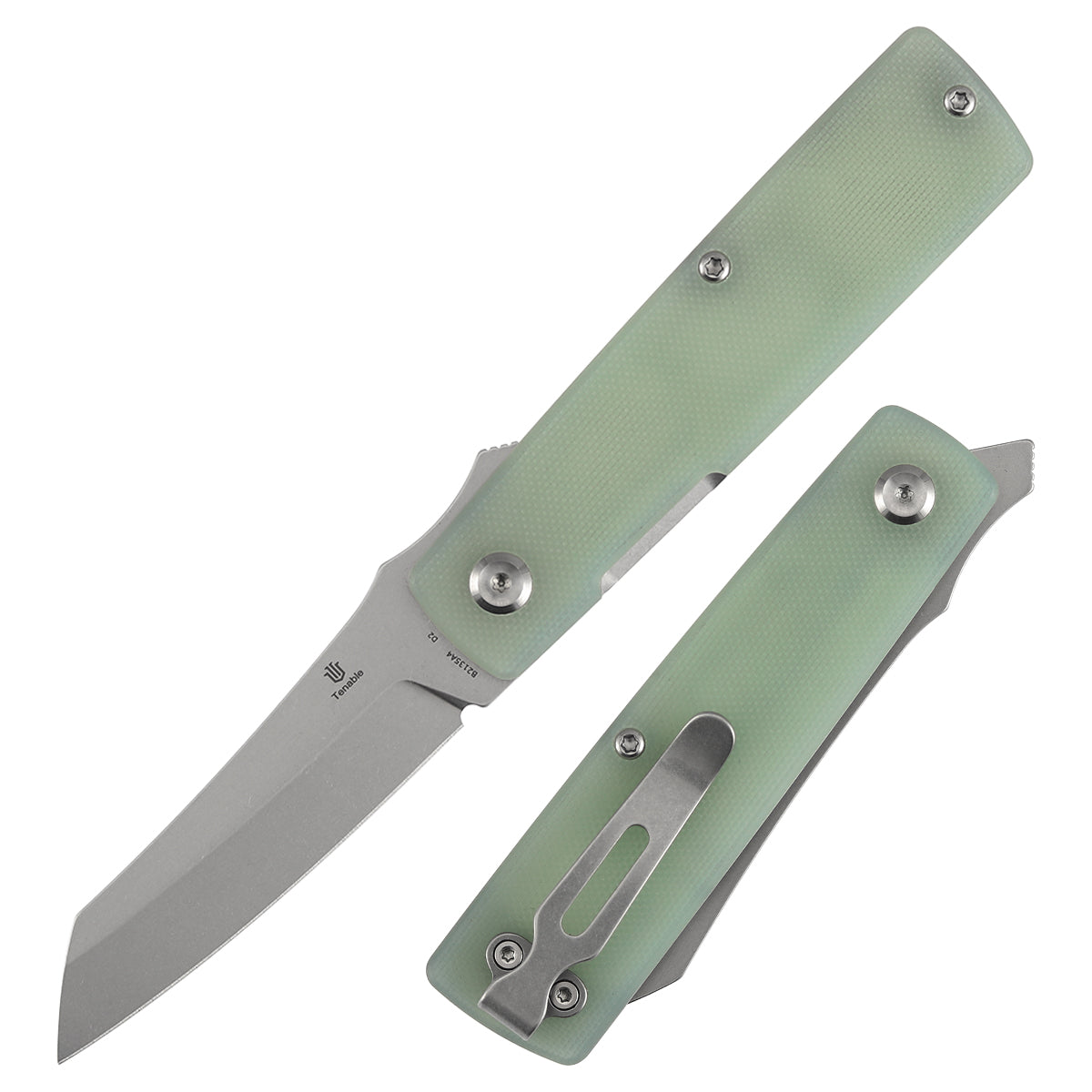 Tenable Higonokami B2135A4 Stonewashed D2 Blade Jade G10 Handle Liner Lock Folding Knife