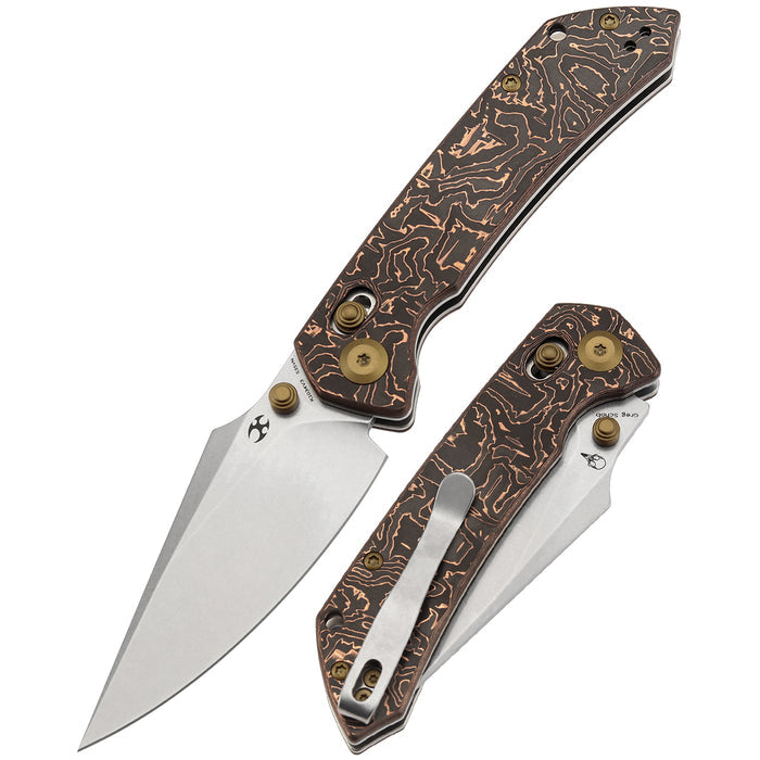 KANSEPT Fenrir K1034V3 CPM-S35VN Blade Copper Carbon Fiber Handle Crossbar Lock Knife
