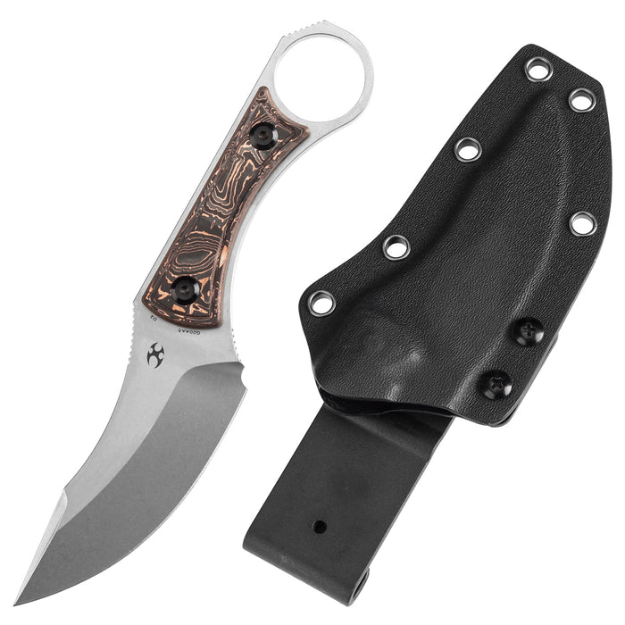 Kansept Niko G004A5 Fixed Knife D2 Blade Copper Carbon Fiber Handle Kydex Sheath